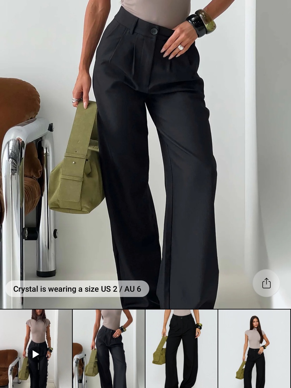 Princess Polly Black High-Rise Wide Leg Trousers